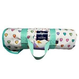 Roller Rabbit x Target Disco Hearts Wave Picnic Blanket White Teal 72x72 NWT